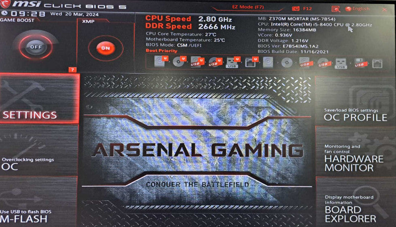 Custom PC | MSI Z370M Mortar + i5-8400 2.8GHz Corsair LED 16GB DDR4 650W PSU )