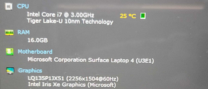 Microsoft Surface Laptop 4| i7-1185G7| 16GB DDR4| NO SSD, FOR PARTS/REPAIR QÎ²