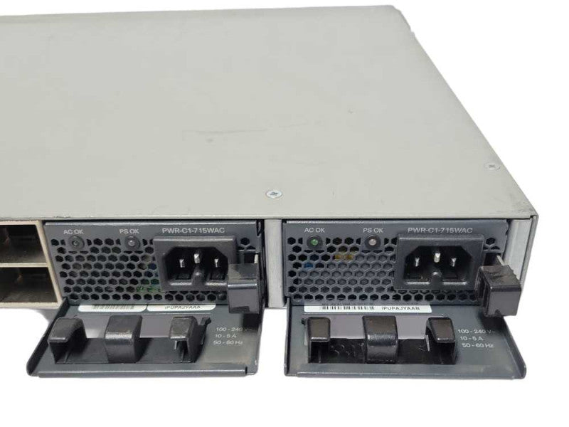 Cisco Catalyst WS-C3850-24P-S 24-Port Gig PoE+ Switch 2x PWR-C1-715WAC PSU _