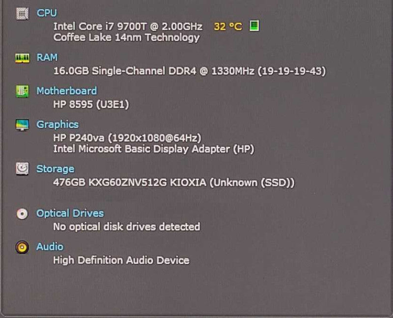 HP EliteDesk 800 G5 Mini, i5-9500T 2.00GHz, 16GB DDR4, 512GB NVMe, WiFi