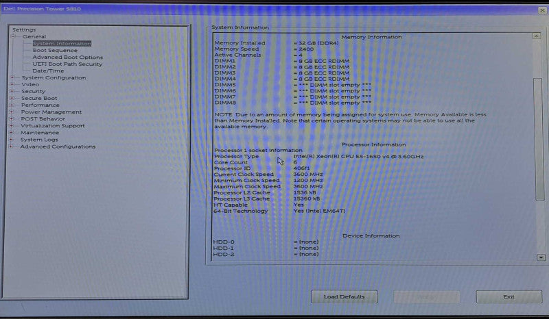 Dell Precision T5810 WS | Xeon E5-1650 v4 @ 3.60GHz 32GB DDR4 No HDD\\'s/GPU