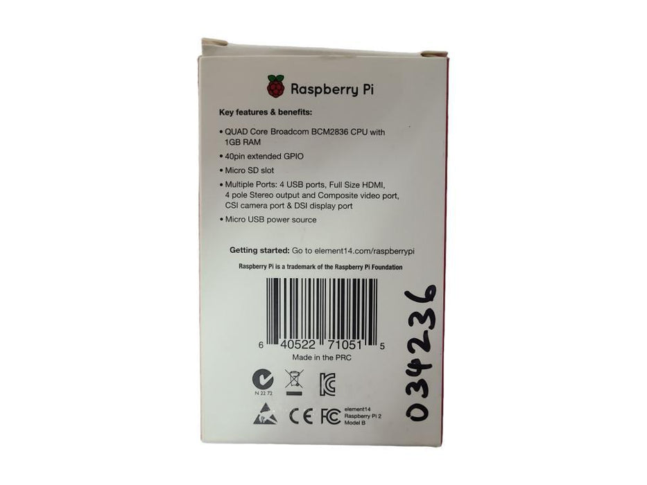 Raspbery Pi-2-MODB ARM7 900MHz Board Clock 40, Quad Core CPU, 1GB