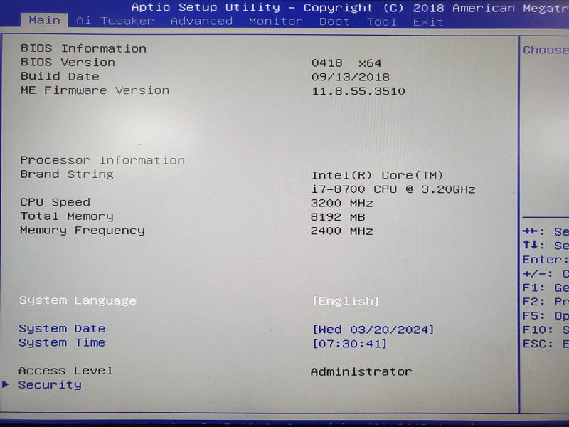Generic PC, ASUS Prime H310M-C 2.0, i7-8700 8GB DDR4 No HDD |