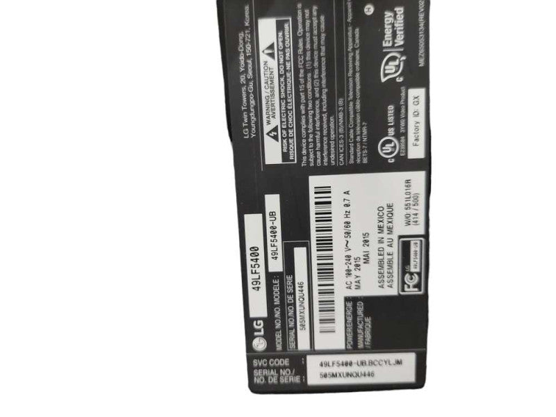 LG 49\\" LED TV Model: 49LF5400-UB  Made in May 2015 =