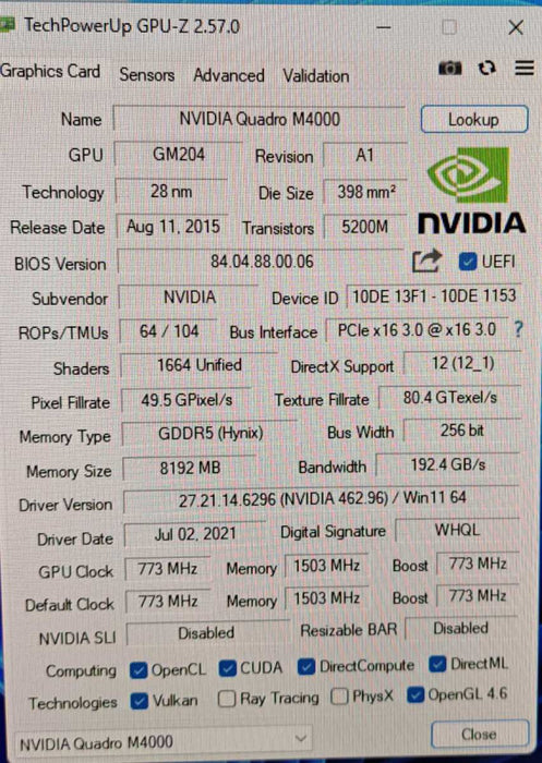NVIDIA Quadro M4000 | 8GB GDDR5 PCIe Graphics Card | 4x DP | + Bracket