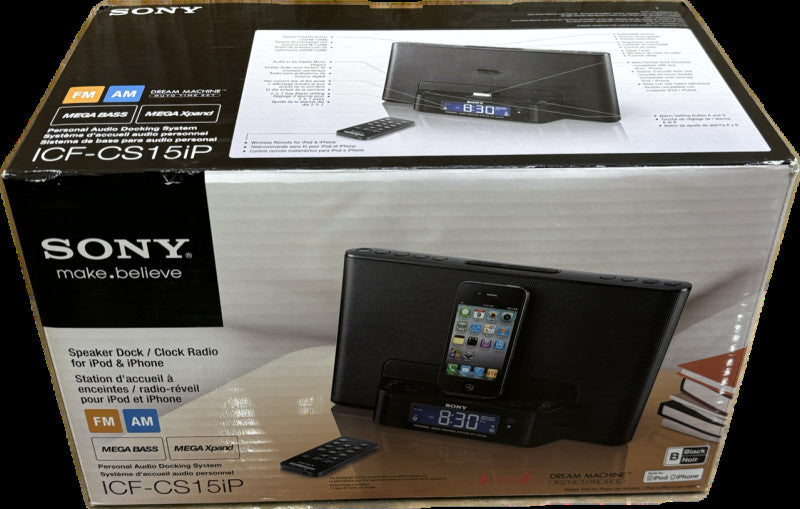 SONY ICF-CS15iP Speaker Dock/Clock Radio For iPhone/iPod NEW W/Bonus Adapter!