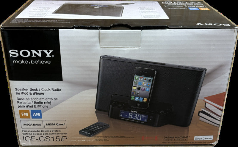 SONY ICF-CS15iP Speaker Dock/Clock Radio For iPhone/iPod NEW W/Bonus Adapter!