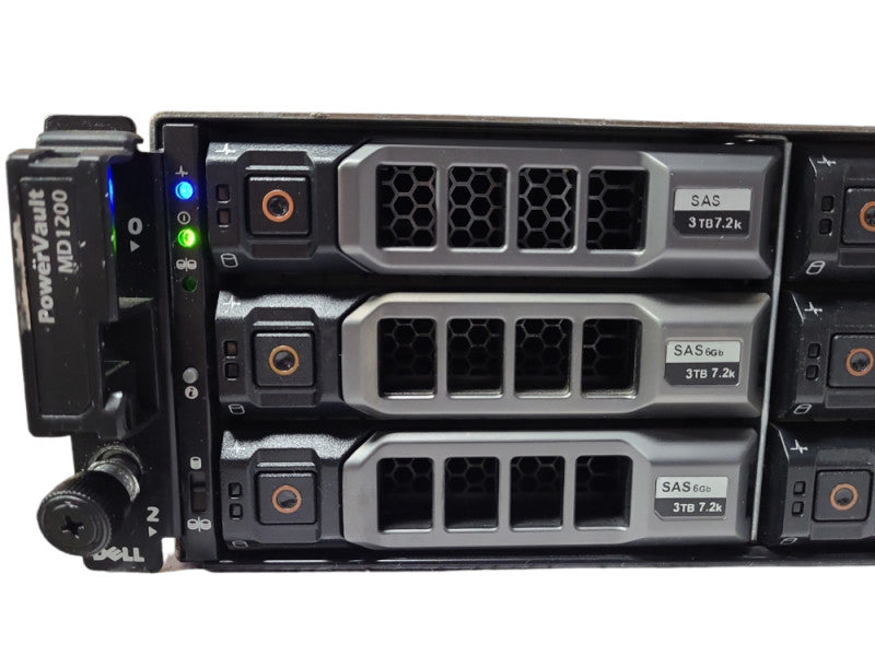 DELL POWERVAULT MD1200 SAN Storage Array, 2x MD12 Series 6Gb SAS, 2x 600W PSU