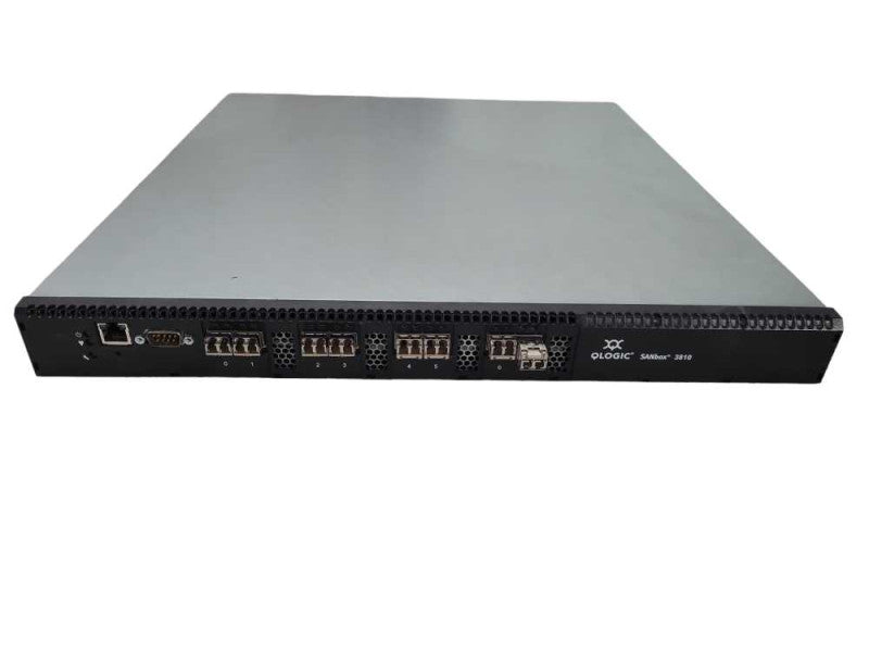 QLOGIC SANbox 3810 Fibre Channel Switch w/ Transceivers - POWERS ON !