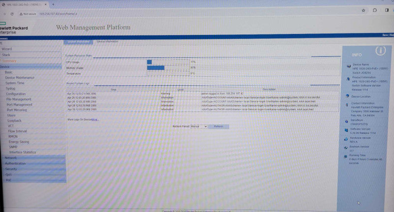 HPE Office Connect 1920 Series Switch JG924A 24-Gigabit Port _