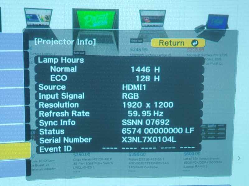 Epson PowerLite 2250U HDMI Projector 1100-1500 Lamp Hours Q|