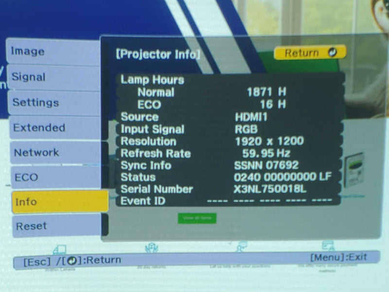 Epson PowerLite 2250U HDMI Projector 1600-1900 Lamp Hours Q|