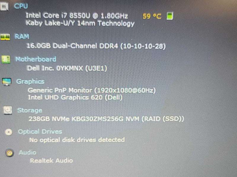 Dell Latitude 3590| i7-8650u| 16GB DDR4| 256GB SSD *Poor battery health Î²