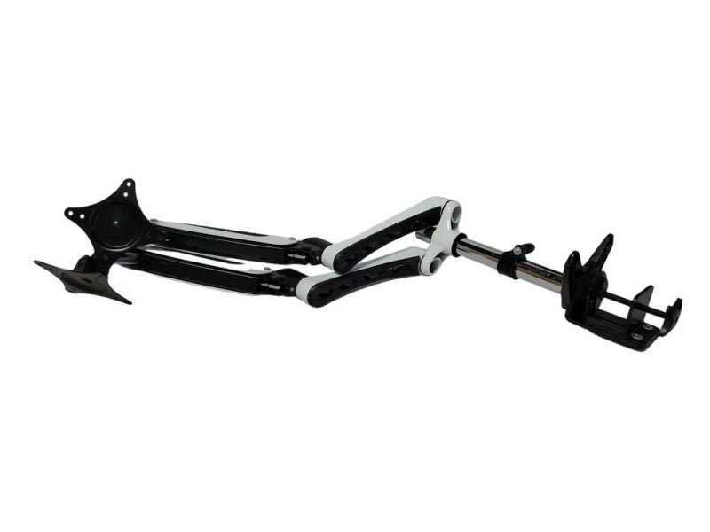 Black & White Mechanical Dual Monitor Arm Desk Mount Q_