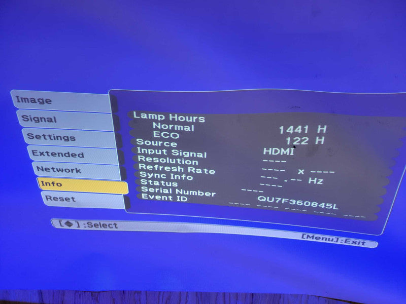 Epson BrightLink 485Wi 3LCD Short Throw Projector H452A w/ 1441 HRS _