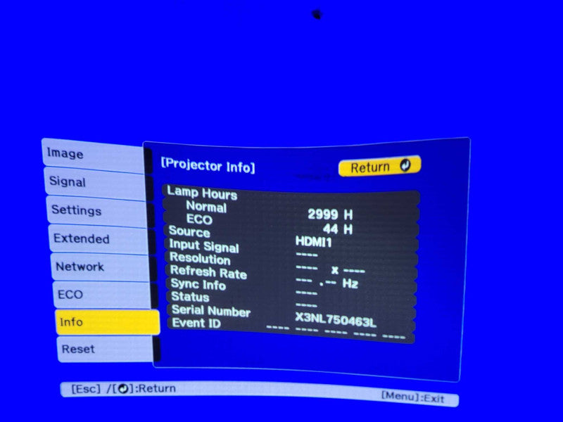 Epson PowerLite 2250U Full HD WUXGA 3LCD Projector,2999H, No Remote _