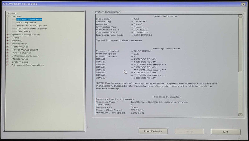 Dell Precision T5810, Xeon E5-1630 v3 3.70GHz, 32GB DDR4, W2100, 1x 685W PSU