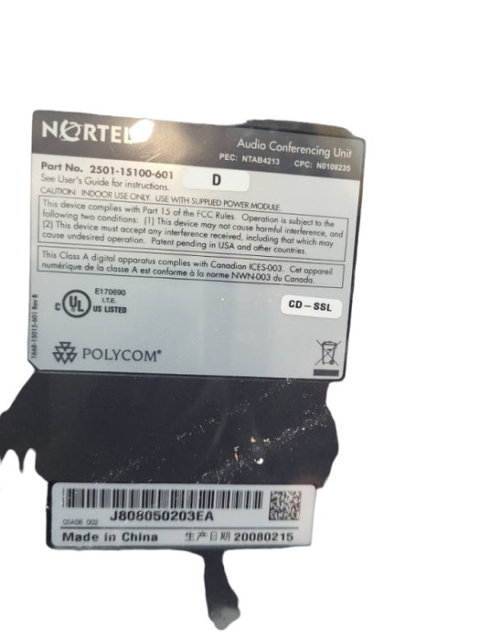 Nortel Polycom SoundStation2 2501-15100-601 Audio Conferencing Unit &