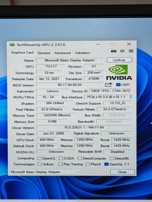 Lenovo OEM NVIDIA T400 Graphics Card  -