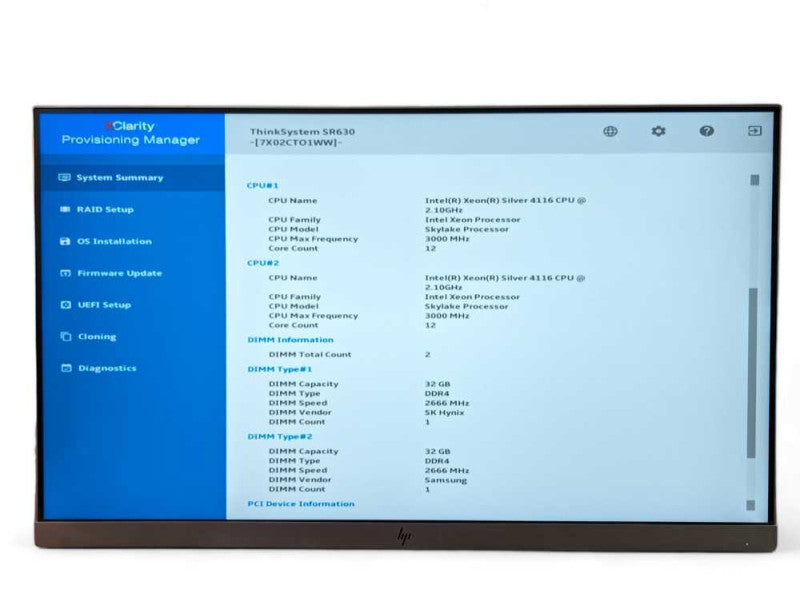 Lenovo SR630 1U 2x Intel Xeon Silver 4116 @ 2.10GHz 32GB RAM  -