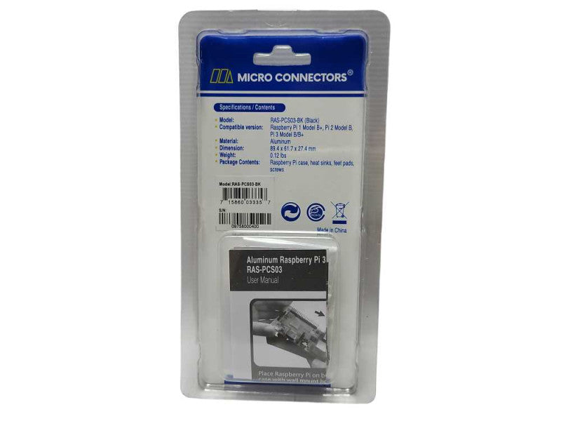 New Micro Connectors Aluminum Raspberry Pi 3 Model B/B + Case Q$