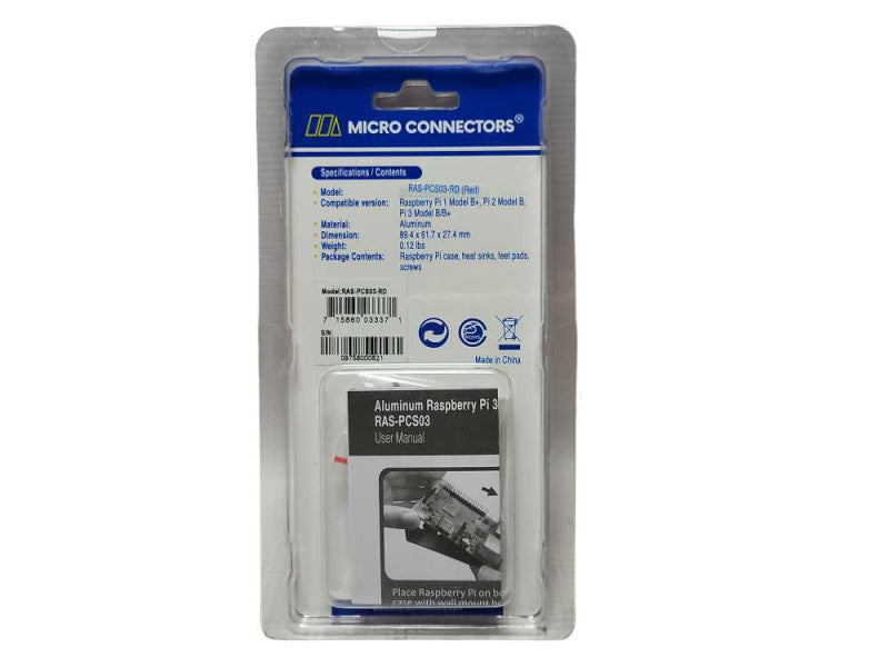 New Micro Connectors Aluminum Raspberry Pi 3 Model B/B + Case Q$