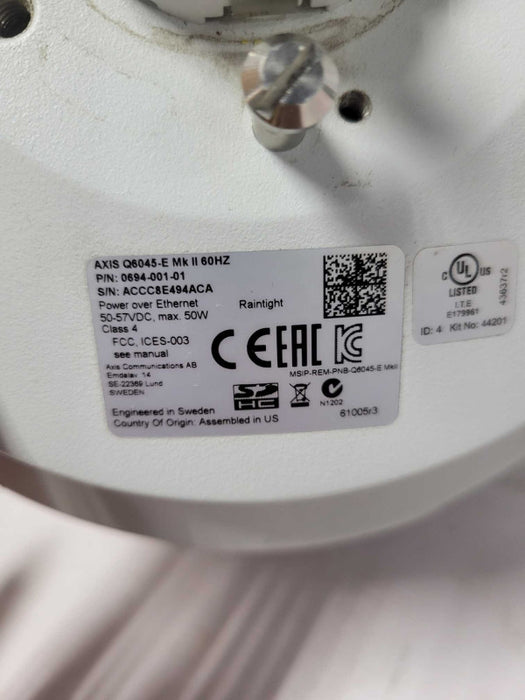 AXIS COMMUNICATION Outdoor Network Camera Q6045-E MK II 60Hz P/N: 0694-001-01 _
