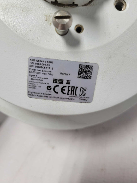 AXIS COMMUNICATIONS Outdoor Network Camera Q6045-E 60Hz P/N: 0566-001-03 _