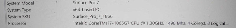 Microsoft Surface Pro 7 (1866) - i7-1065G7, 16GB RAM, 256GB SSD w/ Power Adpt _