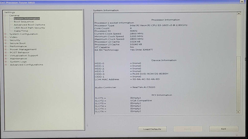 Dell Precision T5810, Xeon E5-1603 v3 2.80GHz, 16GB DDR4, QUADRO K620