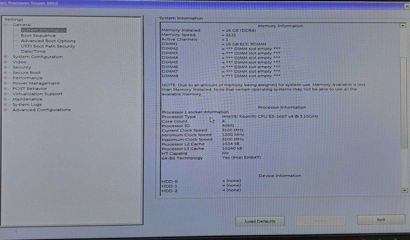 Dell Precision T5810 | Xeon E5-1607 v4 @ 3.10GHz 16GB DDR4 No GPU/HDD\\'s