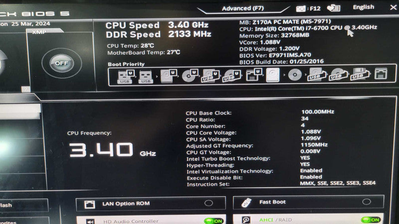 Intel Core i7-6700 | MSI Z170A | 32GB RAM | NO HDD | M.2 | I/O Plate %