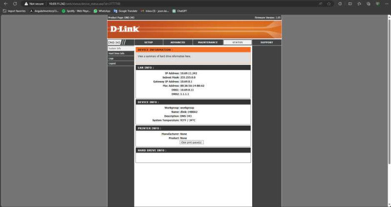 D-Link DNS-343 ShareCenter 4 Bay Network Storage NAS, No HDD, READ