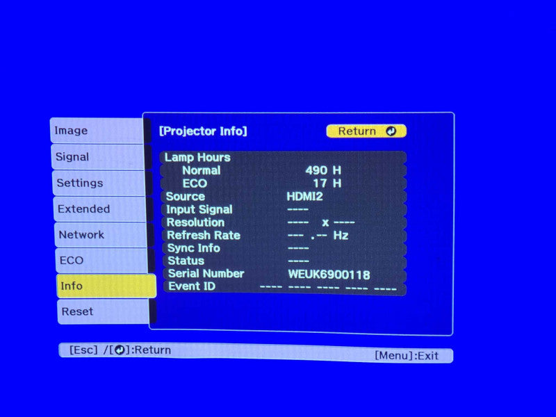 Epson EX9200 Wireless 3LCD Projector, Lamp Hour: 490hrs