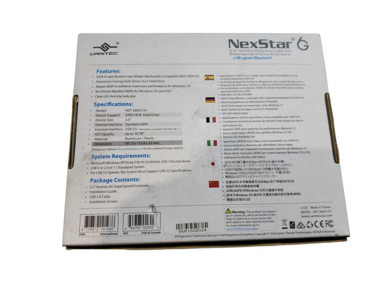Vantec NexStar 6G 3.5\\" SATA III to USB 3.0 External HDD Enclosure w 4TB SATA  +