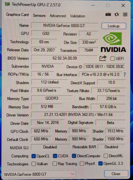 Dell OEM 0CP187 | NVIDIA GeForce 8800 GT 512MB GDDR3 Graphics Card