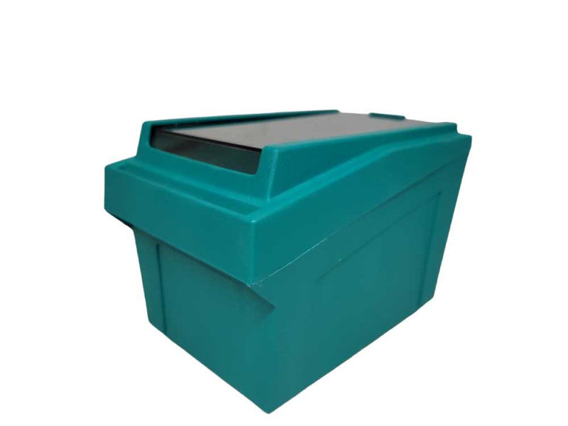 Vintage Fellowes Workstation 3.5\\" Teal Floppy Diskette Box Made in Canada Q%