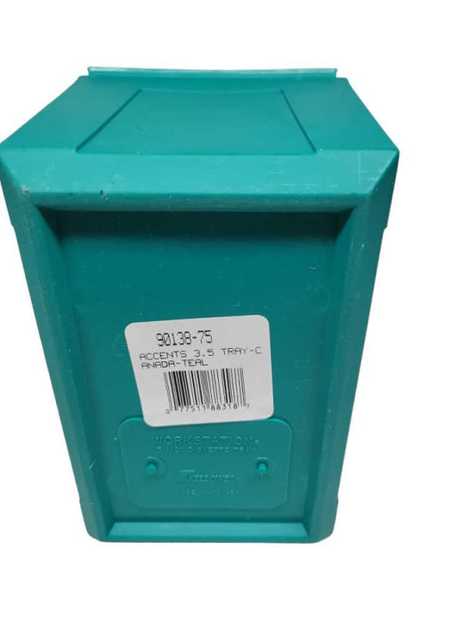 Vintage Fellowes Workstation 3.5\\" Teal Floppy Diskette Box Made in Canada Q%