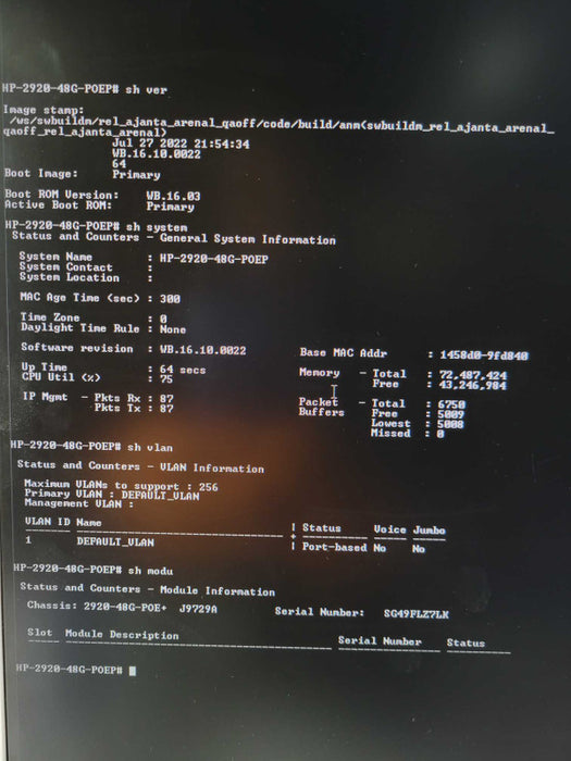 HP 2920-48G PoE+ 48-Port Gigabit Ethernet Managed Network Switch J9729A Q_