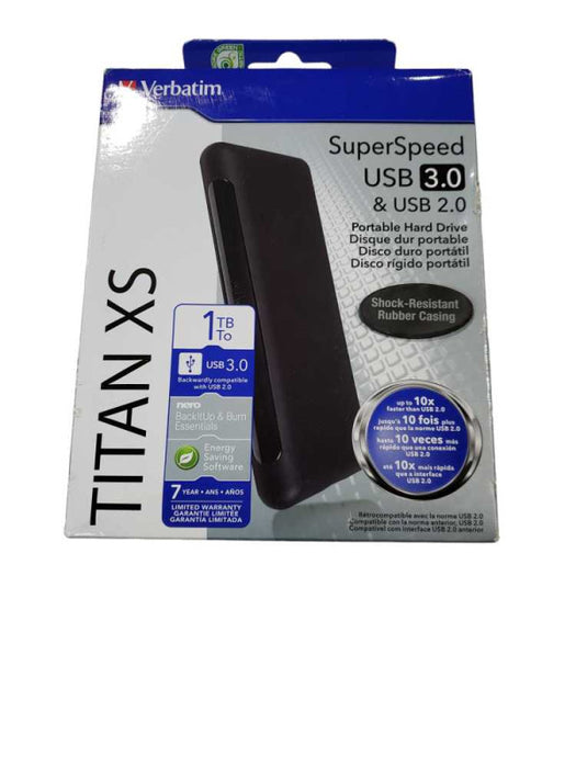 1TB Verbatim Titan XS USB 3.0 & USB 2.0 Portable HDD +