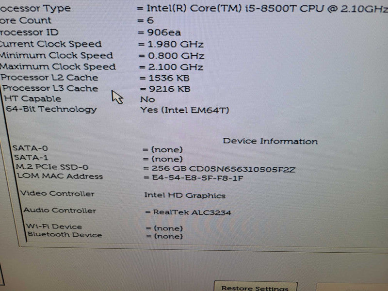 Dell OptiPlex 3060 - Core i5-8500T | 16GB RAM | 256GB NVMe %