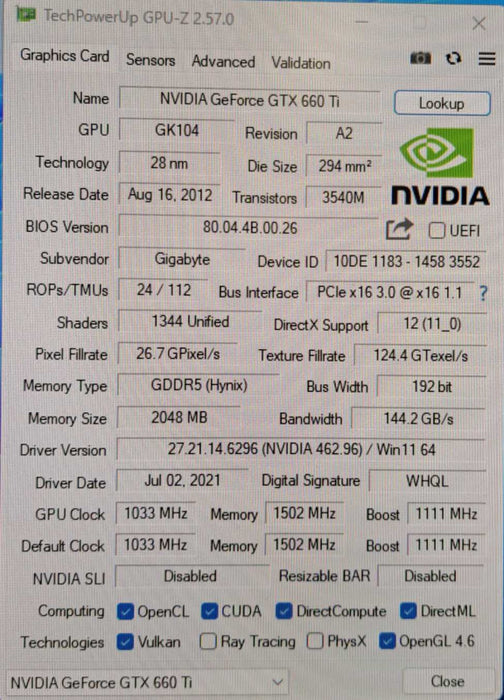 Gigabyte GeForce GTX 660 Ti | 2GB GDDR5 Graphics Card | DP HDMI DVI