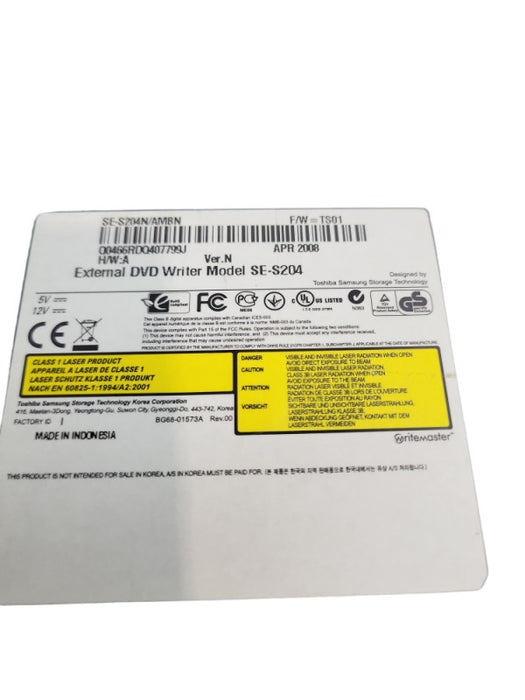 Samsung  DVD-R/RW External Lightscribe SE-S204 Drive &