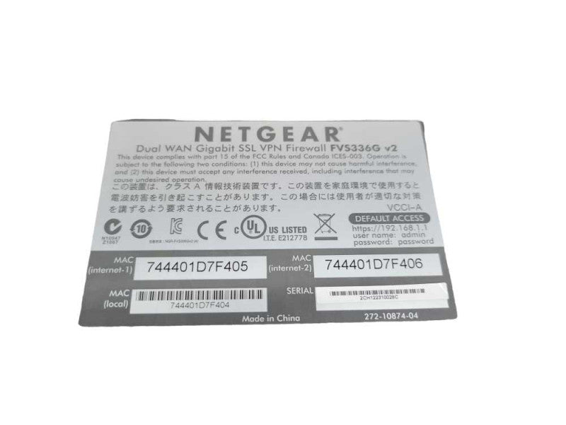 Netgear ProSafe FVS336G v2 4-Port Gigabit Managed Dual WAN SSL VPN Firewall %