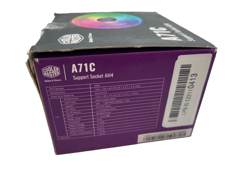 Cooler Master A71C ARGB | AM4 CPU Air Cooler &