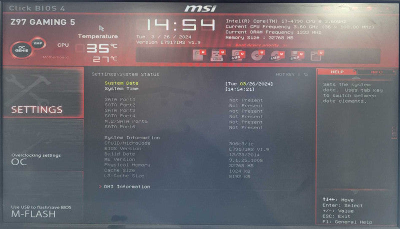 Custom/MSI Tower PC Core i7-4790 3.6Ghz 32GB  860W PSU NO HDD !
