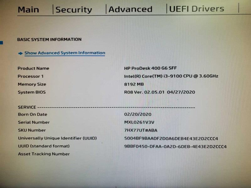 HP ProDesk 400 G6 SFF Desktop i3-9100 8GB RAM NO HDD @