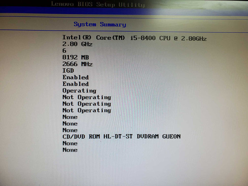 Lenovo ThinkCentre M720t Tower Desktop i5-8400  8GB RAM NO HDD @
