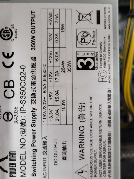 Custom/Asus Tower PC, Core I7-6700K 4.0GHz, 16GB DDR4, No HDD, 350W PSU _