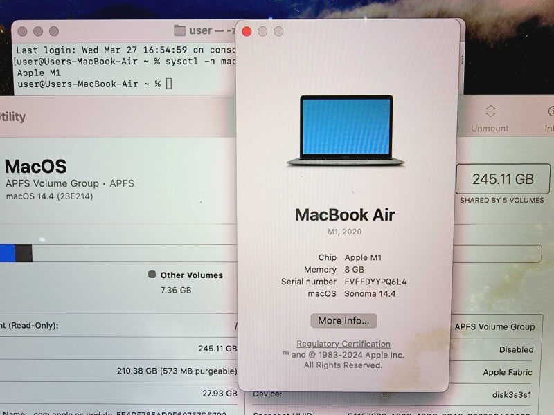 Apple Macbook Air 2020 13\\" Chip M1 @ 3.2 8GB Ram 250GB SSD [Read] (